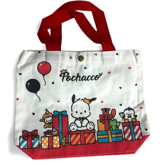 Sanrio Handbags - Sanrio Pochacco Canvas Snap Top Tote Bag 11x8.5x4